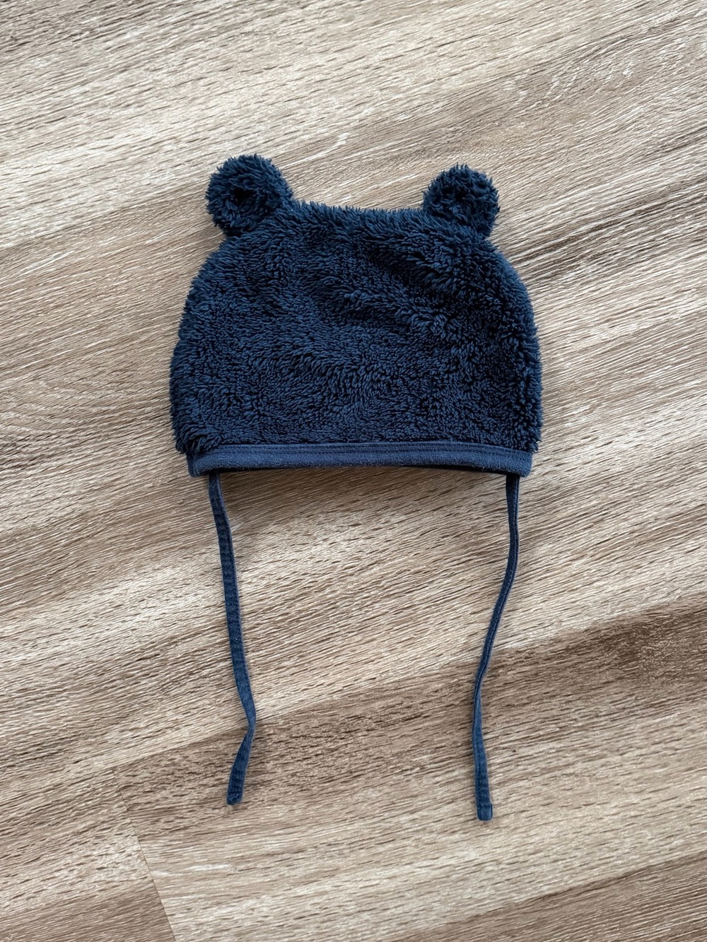 Baby Hat Navy Fleece Bear with Ties like Patagonia Winter Fall